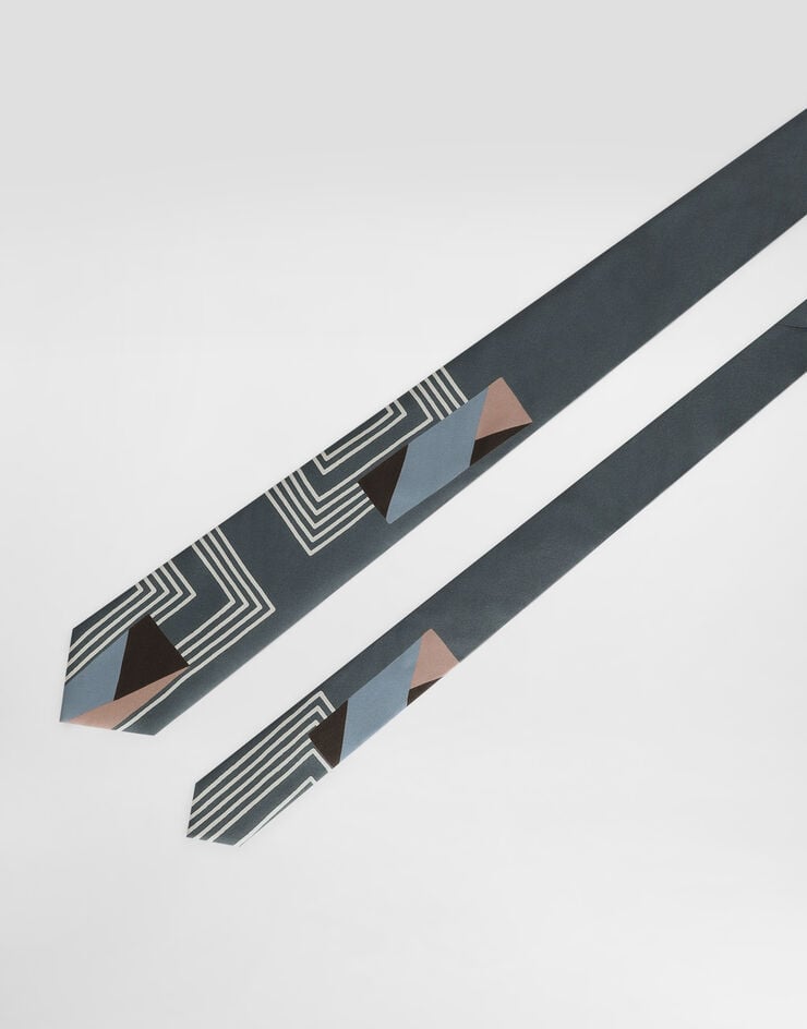 Dolce & Gabbana Vintage-print twill tie Grey GT147EG0WW7