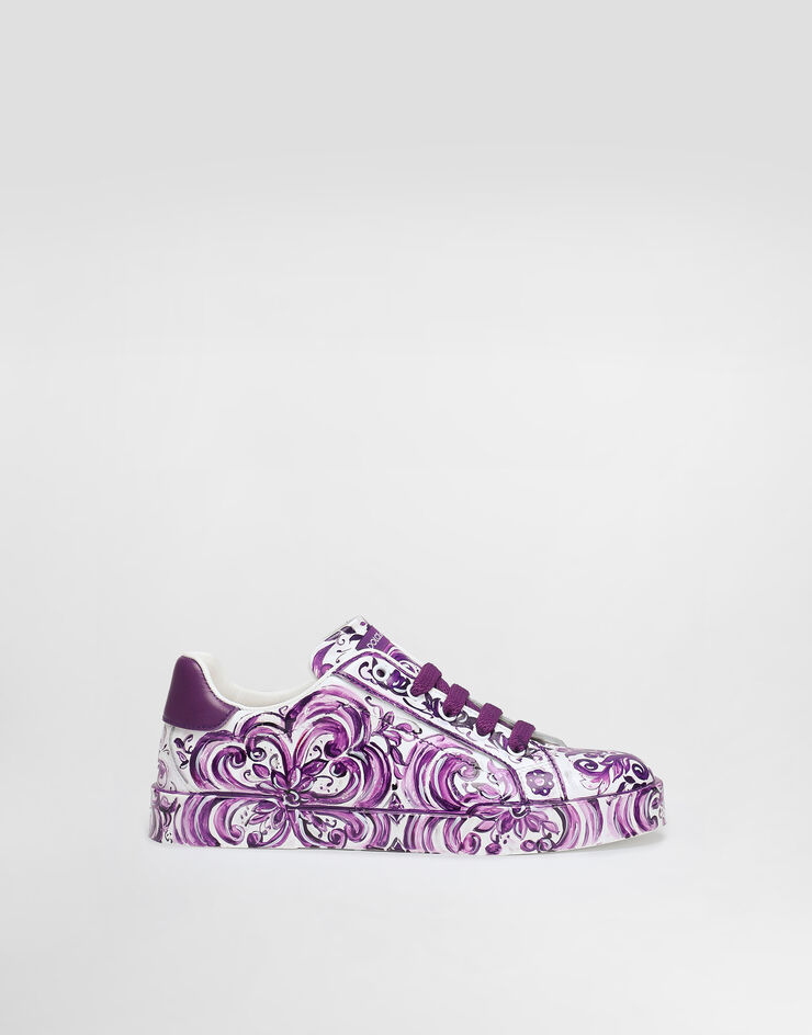 Dolce & Gabbana Majolica-print sneaker in nappa calfskin Multicolor D10951AI396