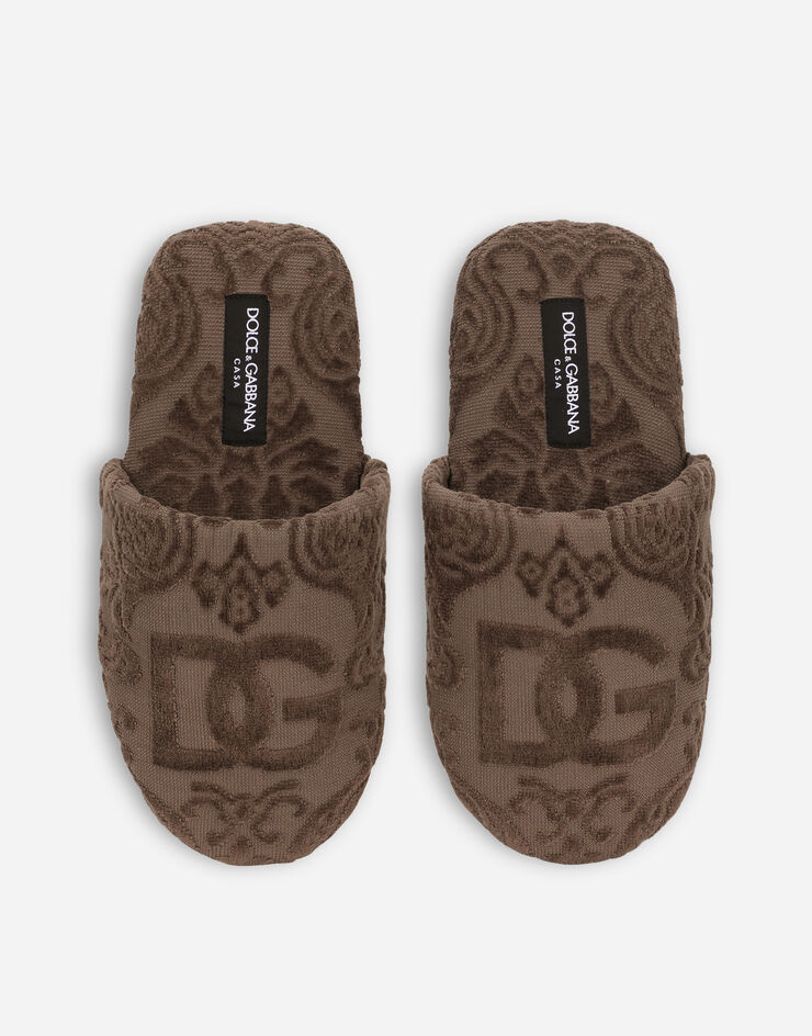 Dolce & Gabbana Frotteepantoffel aus Baumwolljacquard Mehrfarbig TCF014TCAGM