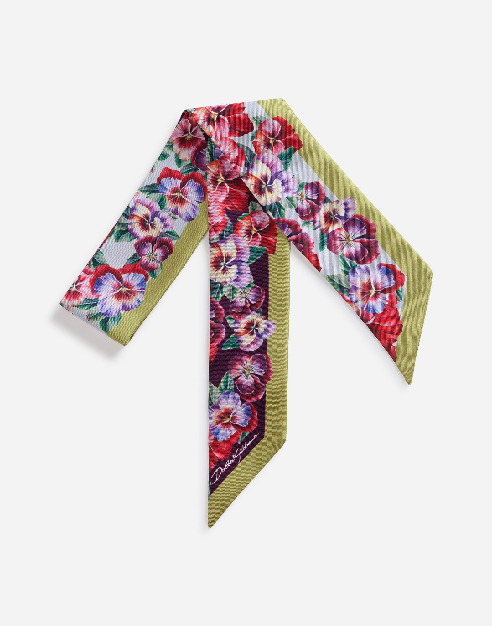 スカーフ Dolce & Gabbana Bandeau Dolce & Gabbana Majolica Bandeau Silk Twill Scarf In