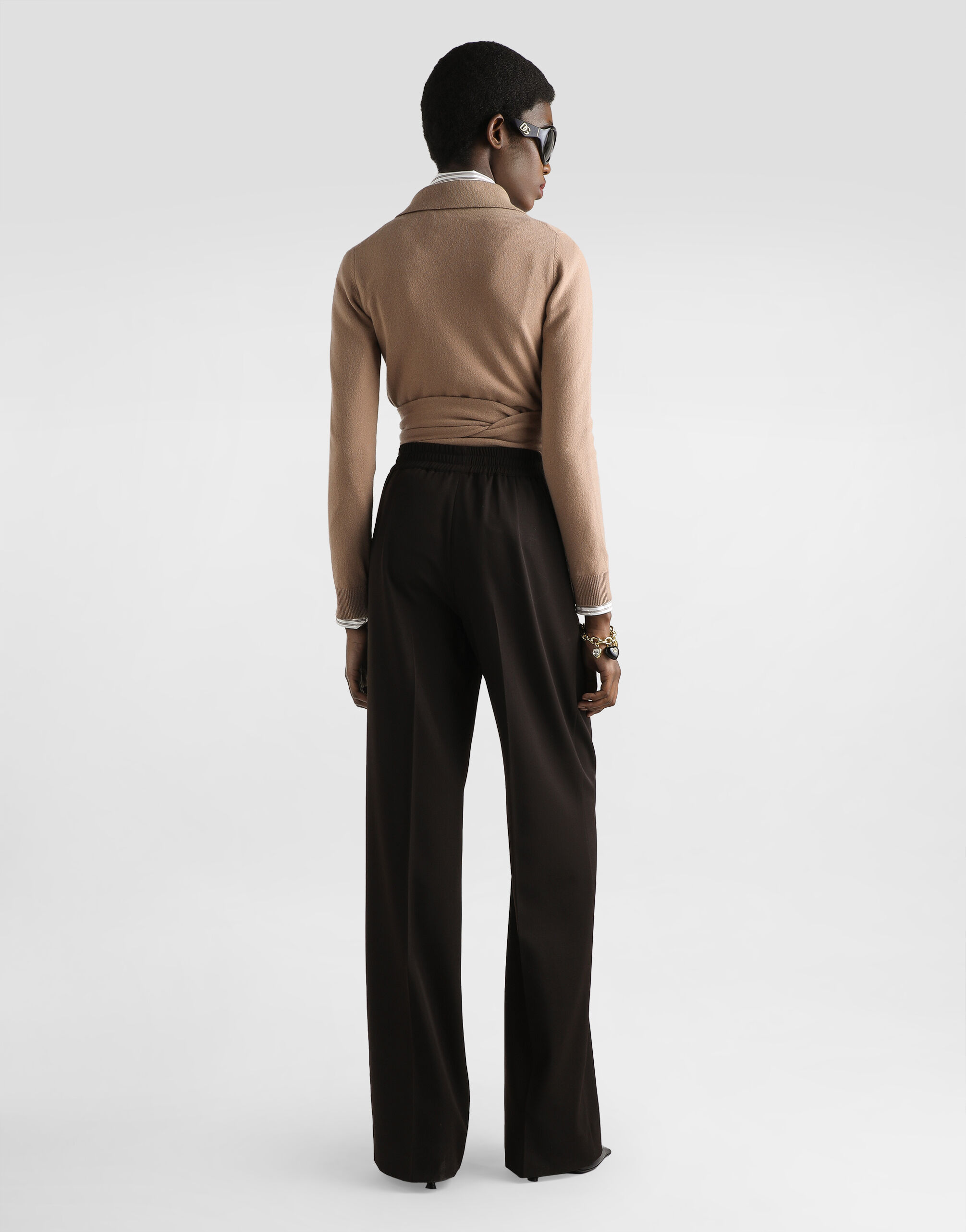 Wool gabardine trousers in Brown for Women | Dolce&Gabbana® US