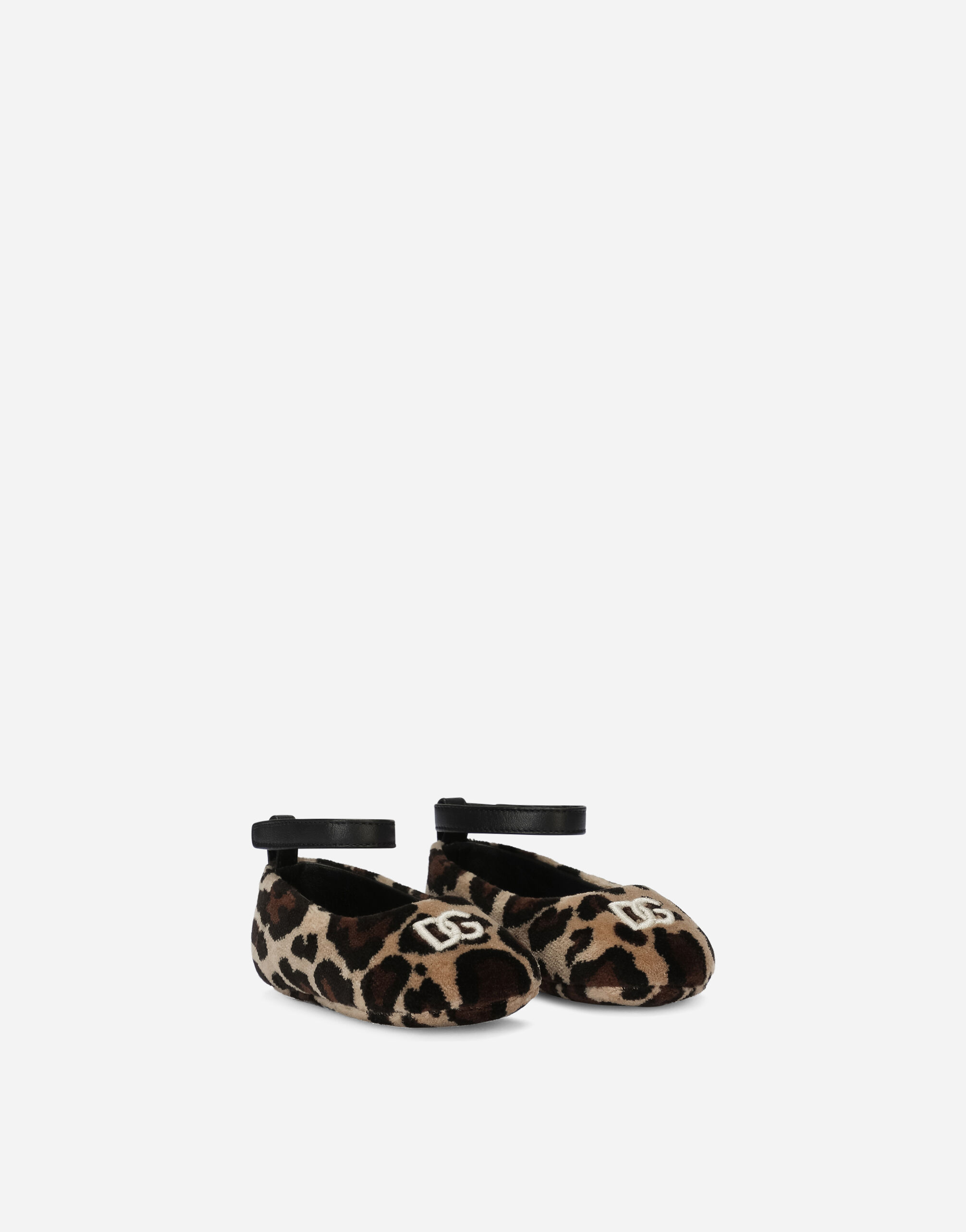 Velvet newborn ballet flats with leopard print in Animal Print for