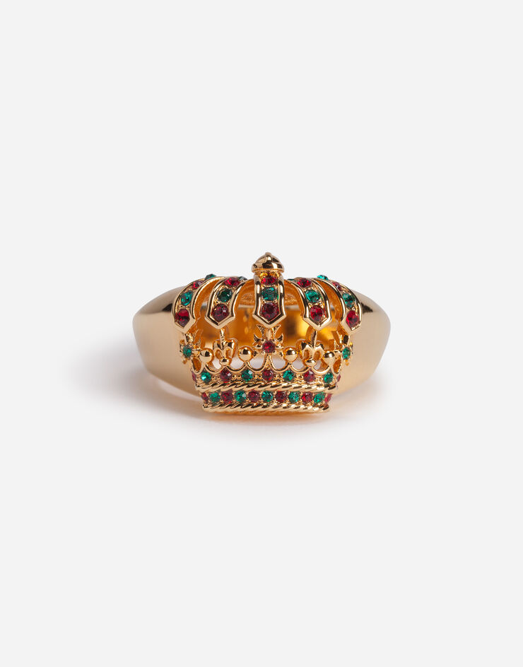 Dolce & Gabbana Metal ring with crown and rhinestones Multicolor WRM1C1W1111
