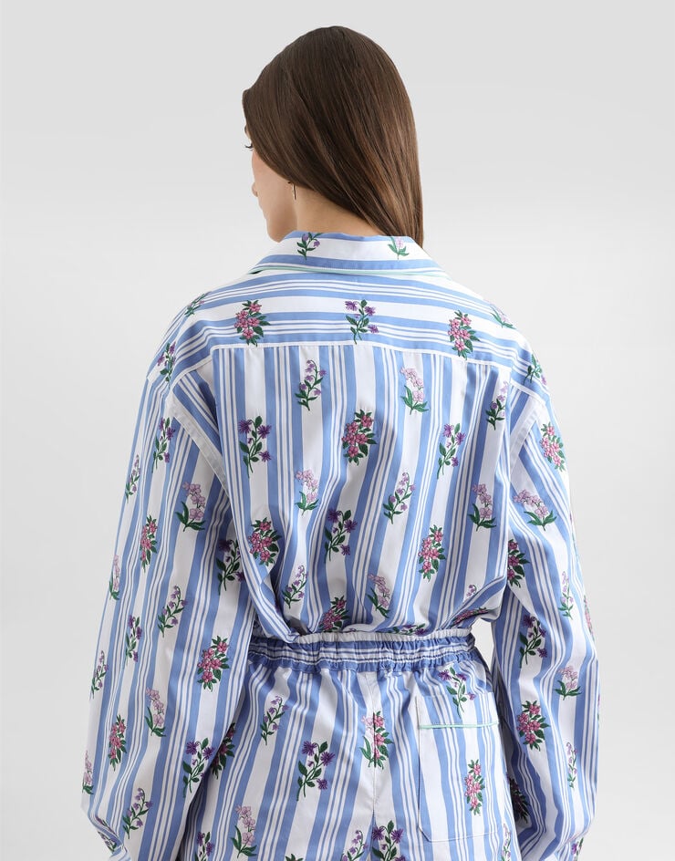 Dolce & Gabbana Poplin shirt with flower embroidery Multicolor F5U37ZGDDSP