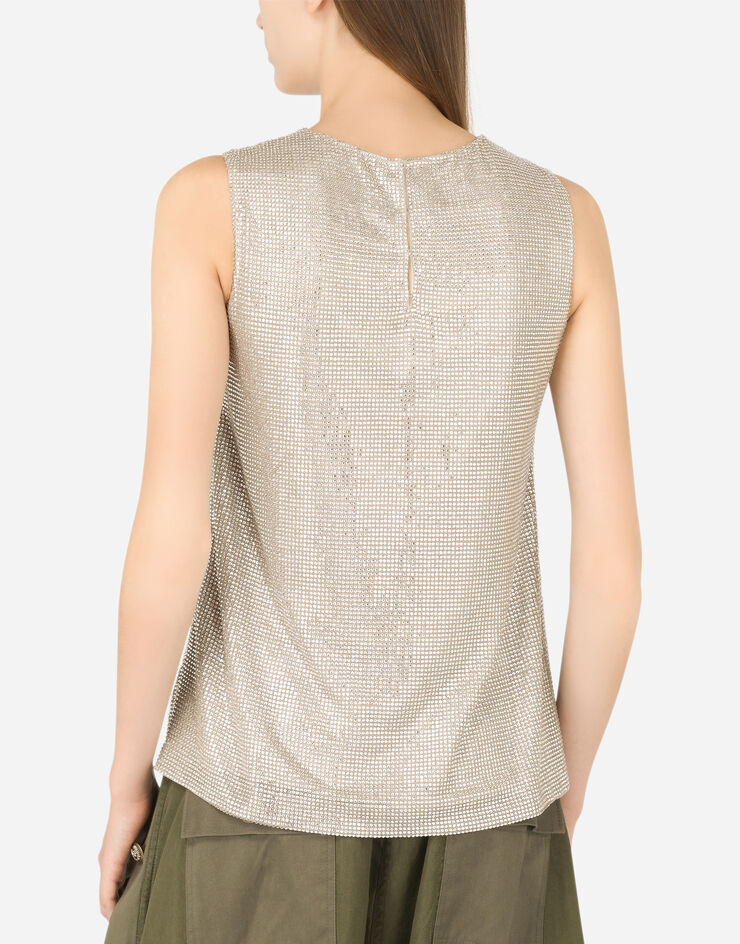 Dolce & Gabbana Tank top with fusible rhinestones Crystal F71F8ZGDG96