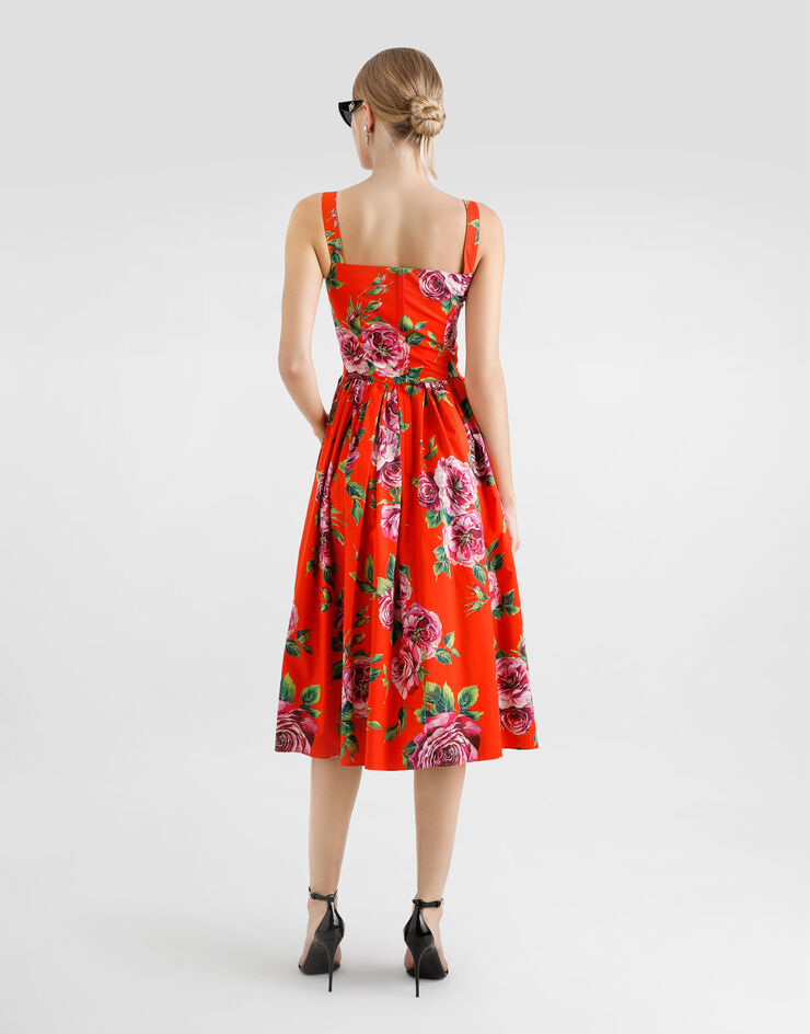 Dolce & Gabbana Cotton sundress with rose print Print F6ZT0THS5TI