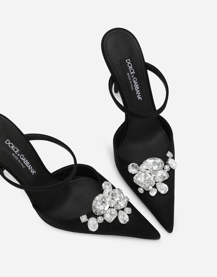 Dolce & Gabbana Satin mules with embroidery Black CI0166AQ521