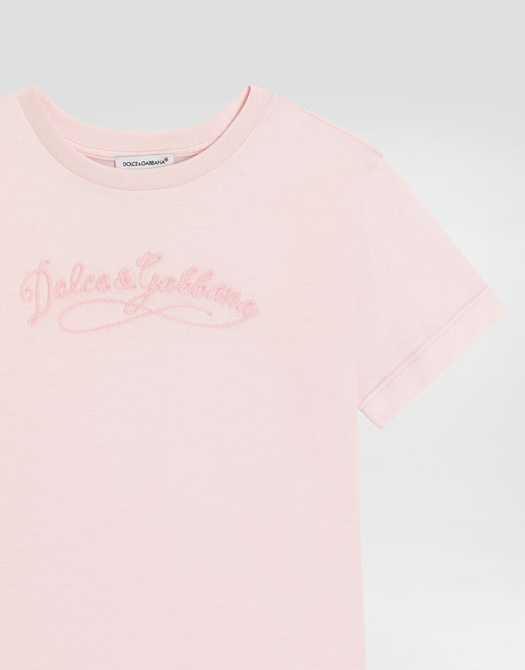 Dolce & Gabbana Jersey t-shirt with embroidery Pink L5JTNKG7PYF