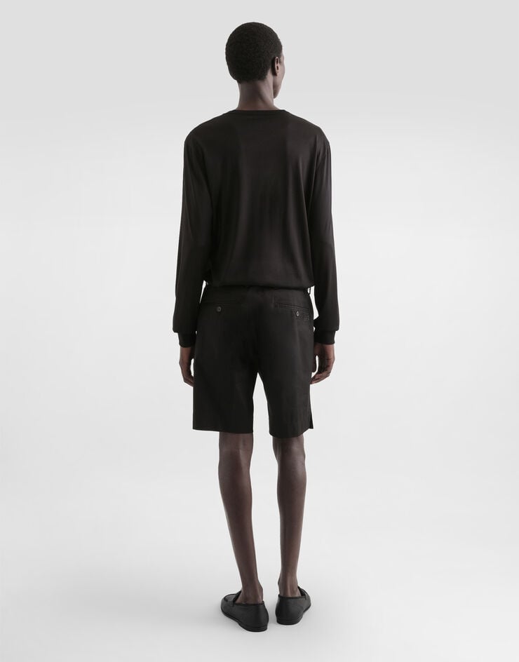 Dolce & Gabbana Serafino long sleeve silk t-shirt Black G8SX7ZFU75F