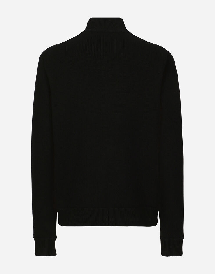 Dolce & Gabbana DG 拼饰羊绒与羊毛针织拉链卫衣 黑 GXV63ZJFMFZ