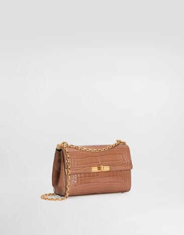Dolce & Gabbana Borsa a tracolla Marlene city mini in alligatore lucido Tortora BB7766A2R08