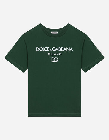 Dolce & Gabbana T-shirt in jersey stampa logo Verde L4JTEYG7E5G