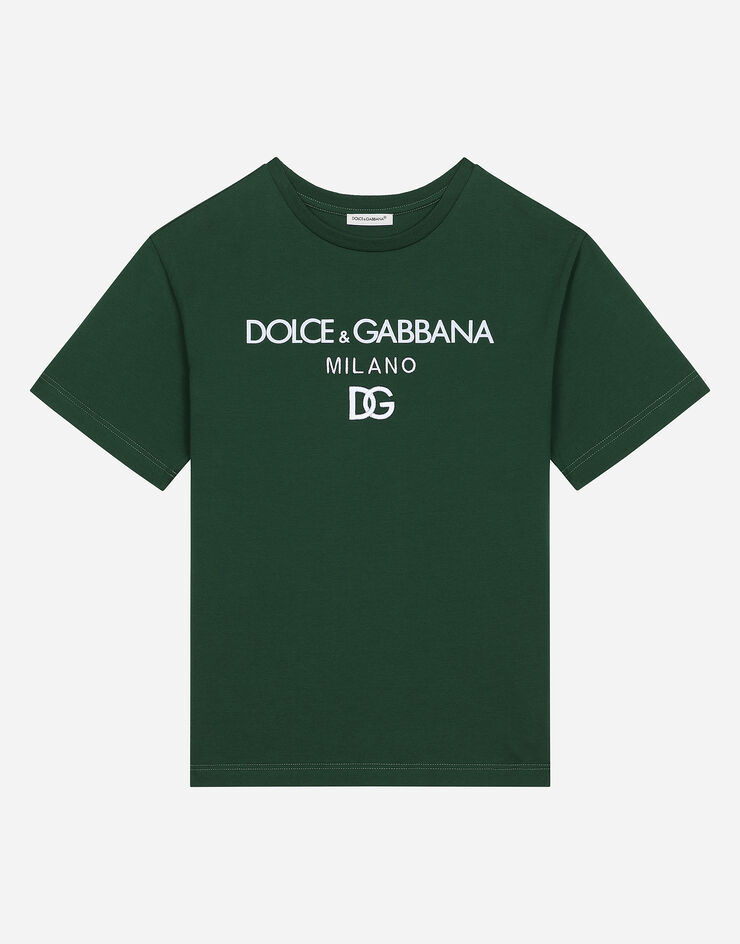 Dolce & Gabbana T-shirt in jersey stampa logo Verde L4JTEYG7E5G