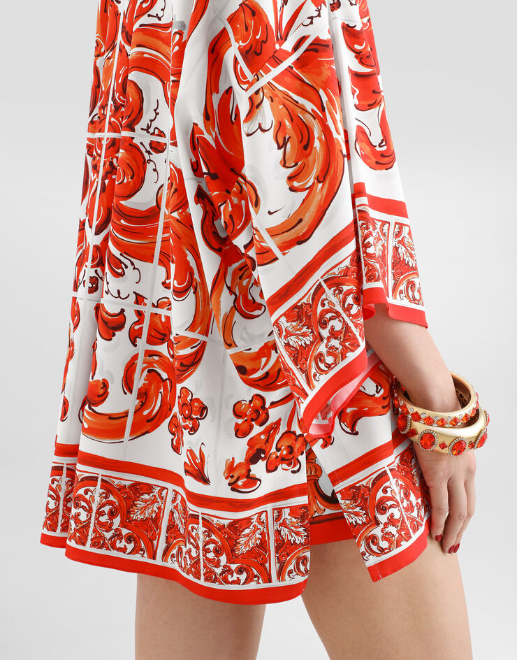 Dolce & Gabbana Majolica-print charmeuse shirt Multicolor F5T75TGDDRJ