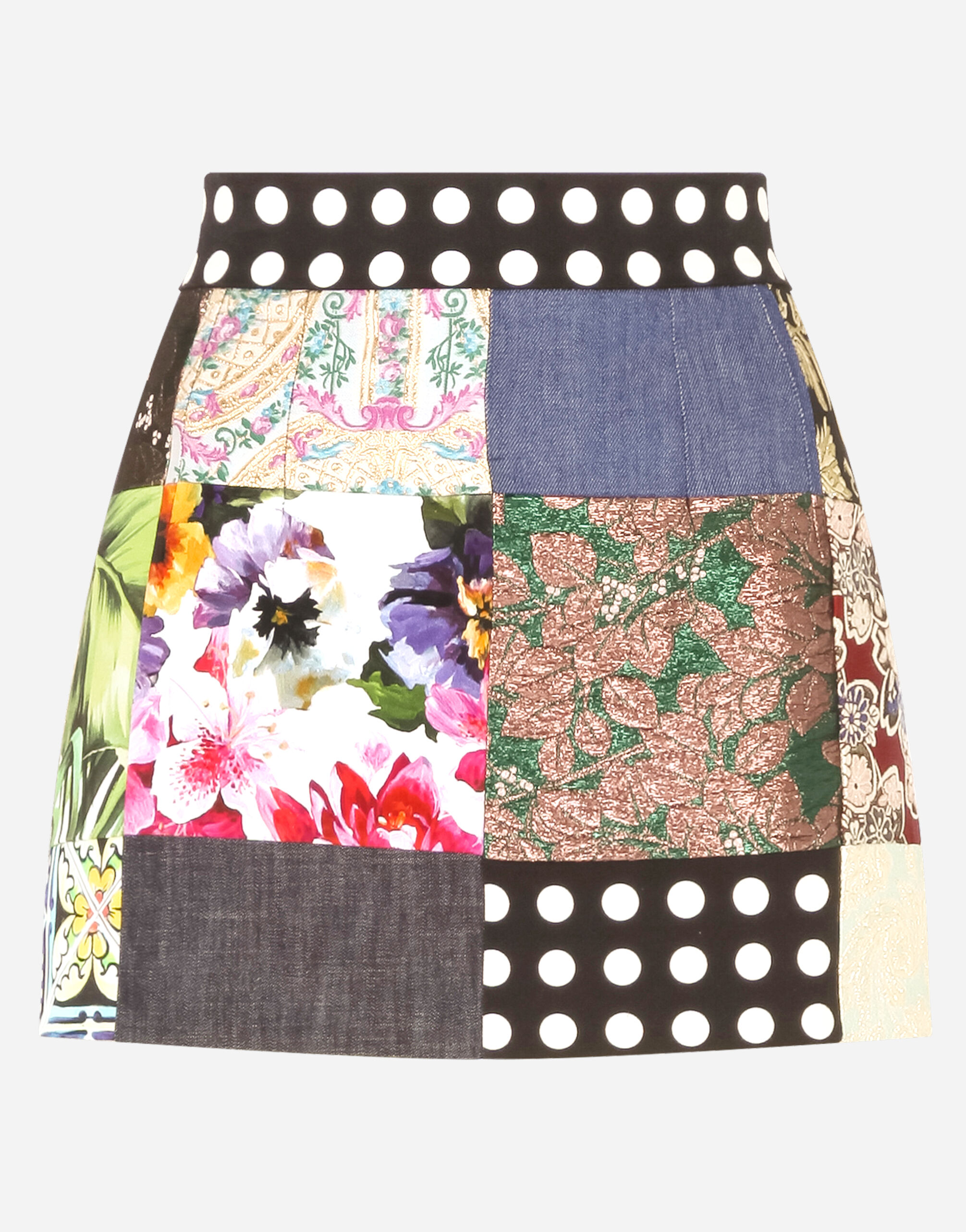 希少 DOLCE&GABBANA ドルガバ パッチワークプリント スカート Dolce & Gabbana Embroidered Patchwork Skirt | Sendegaro JP