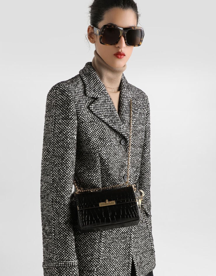 Dolce & Gabbana Marlene city mini bag in polished alligator Black BB7766A2R08