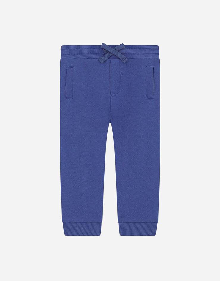 Dolce & Gabbana Jersey jogging pants with logo plate Blue L1JPT0G7OLJ