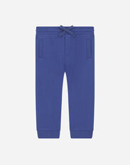 Dolce & Gabbana Jersey jogging pants with logo plate Azure L1KP04JBVN2