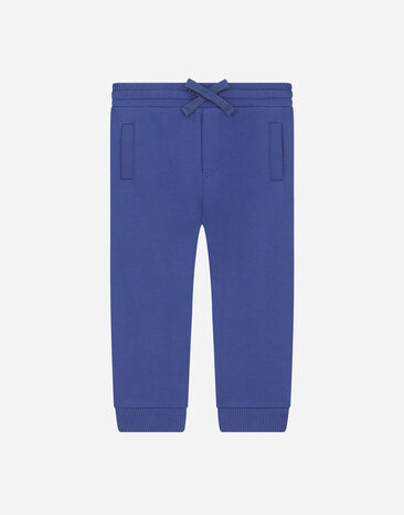 Dolce & Gabbana Jersey jogging pants with logo plate Blue L1KJ02JDMB3