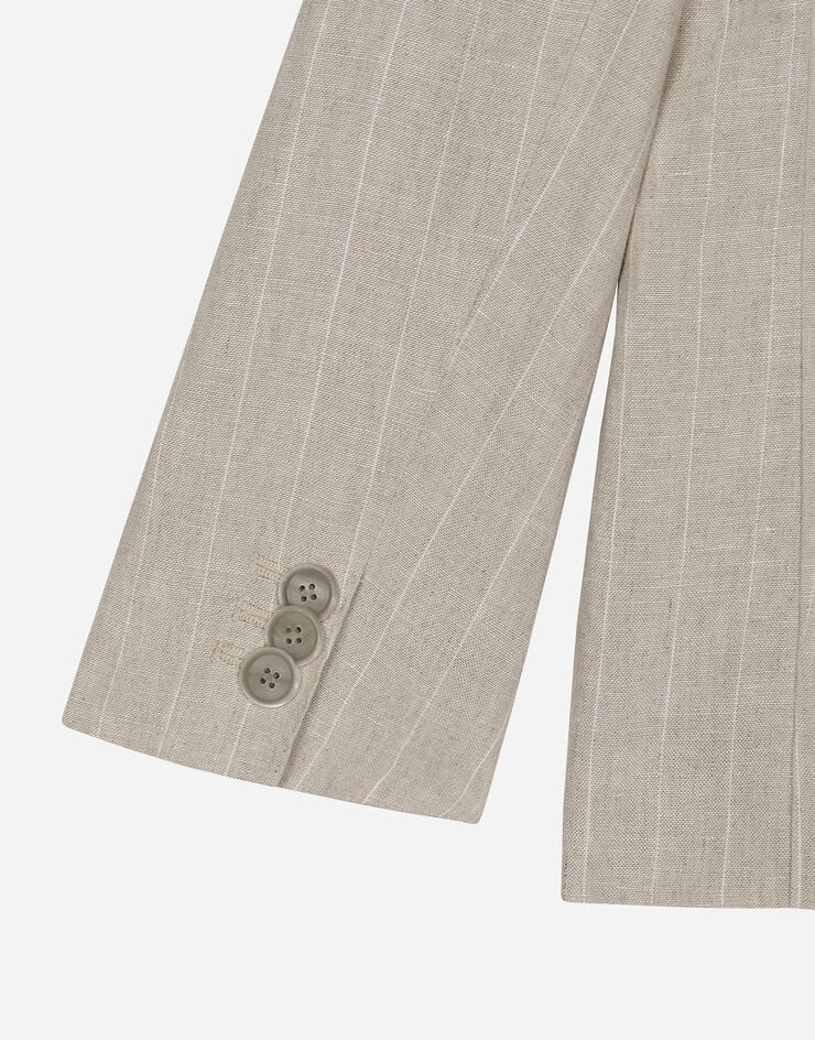 Dolce & Gabbana Single-breasted linen jacket with Dolce&Gabbana logo Multicolor L41E96FR4BP