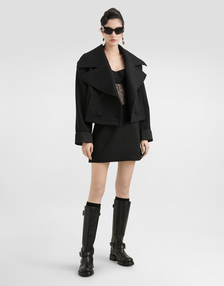 Dolce & Gabbana Rock mit Schößchen aus Doppelkrepp Schwarz F4C4PTFU2L8