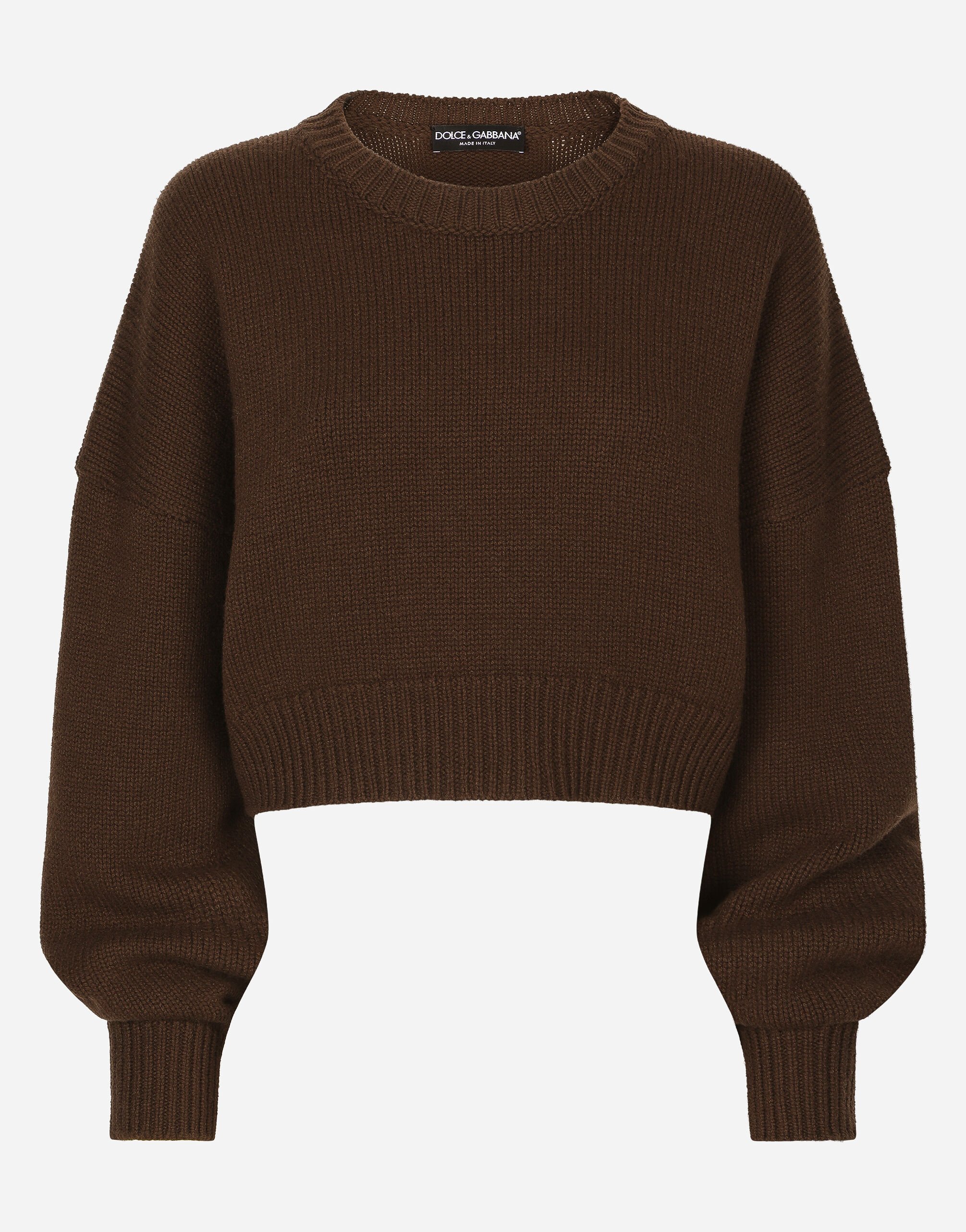 Dolce&Gabbana Wool and cashmere round-neck sweater Brown F4CPETFUWEU