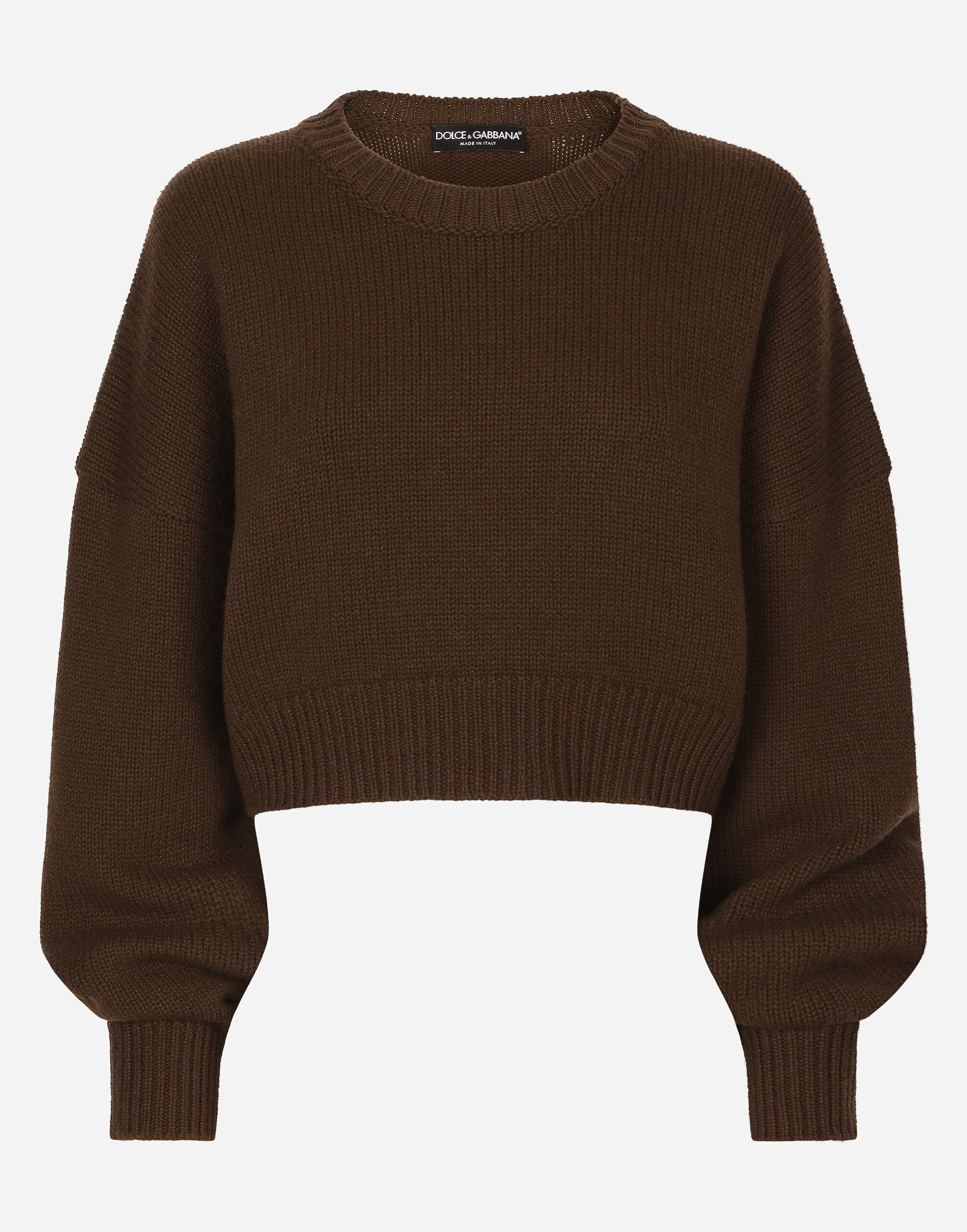 Dolce&Gabbana Wool and cashmere round-neck sweater Brown FX832TJAW3F