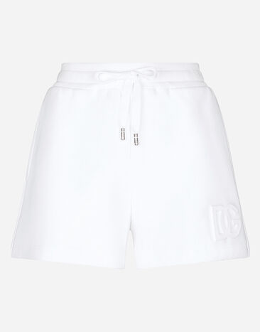 Dolce & Gabbana Shorts de punto con logotipo DG en relieve Blanco FTCJ8ZG7EJ1