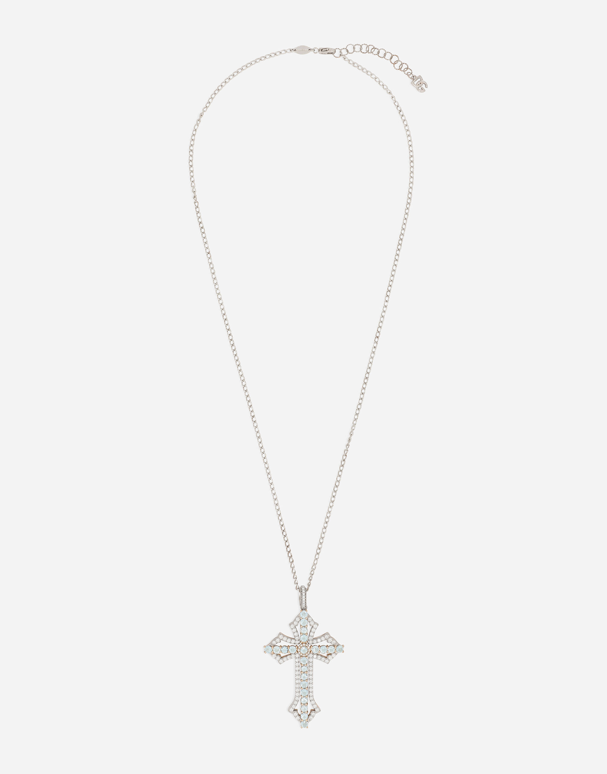Tradition pendant in white gold 18kt with aquamarines and diamonds in White for Men Dolce Gabbana US