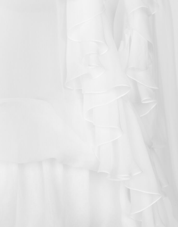 Dolce & Gabbana Blusa in chiffon con volant Bianco F79FGTFU1AT
