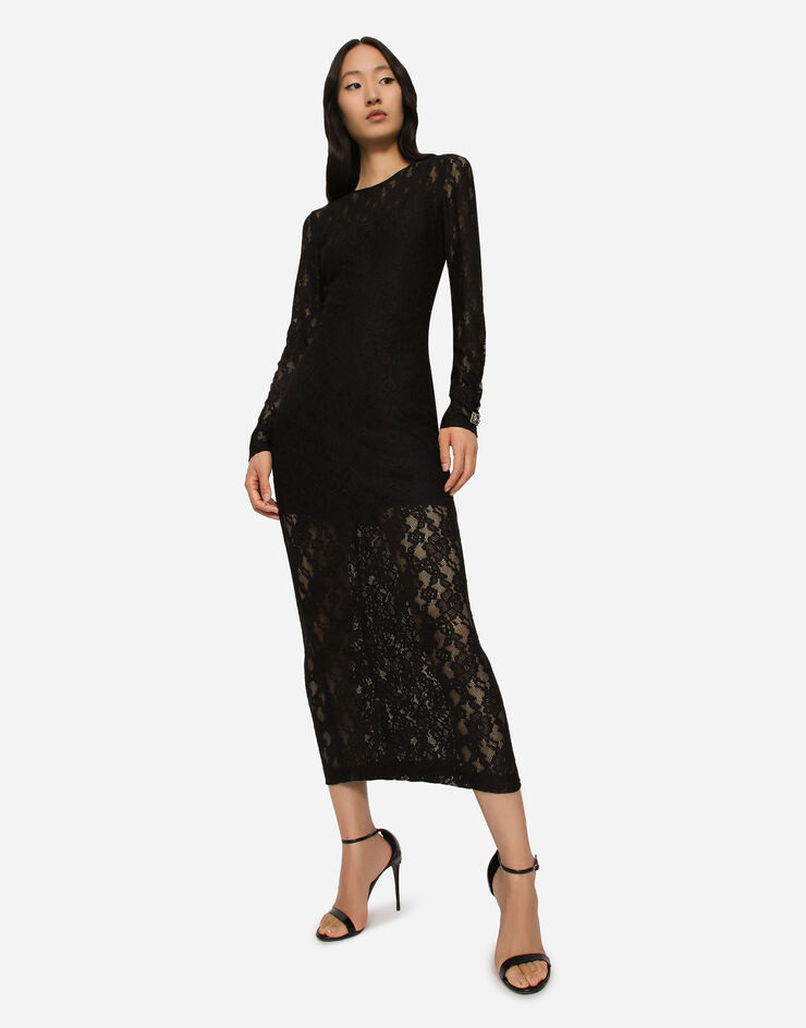 Dolce & Gabbana Vestido largo de encaje Negro F6AQOTFLUBP