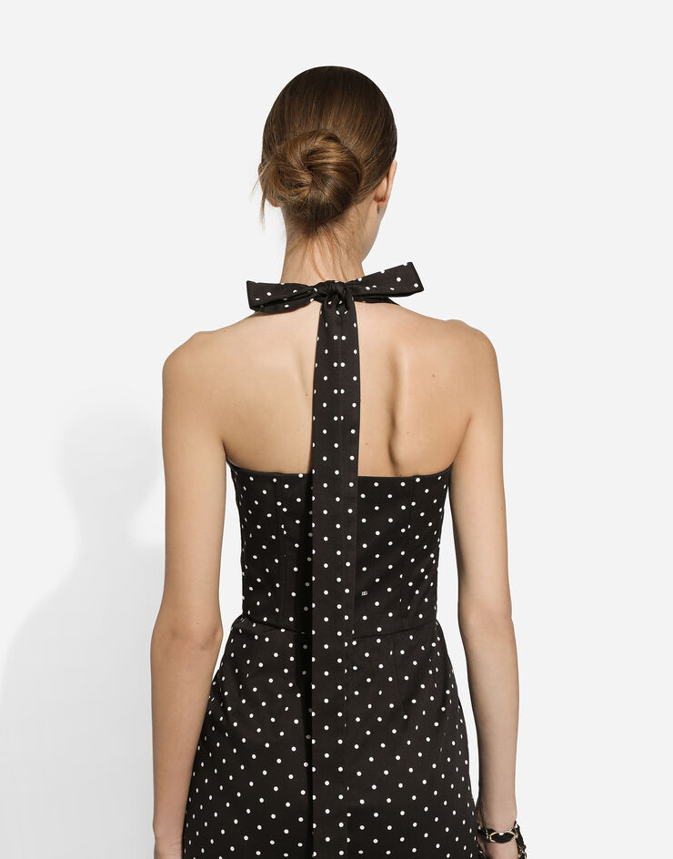 Dolce & Gabbana Short cotton corset dress with polka-dot print Print F6JHTTFSFNP