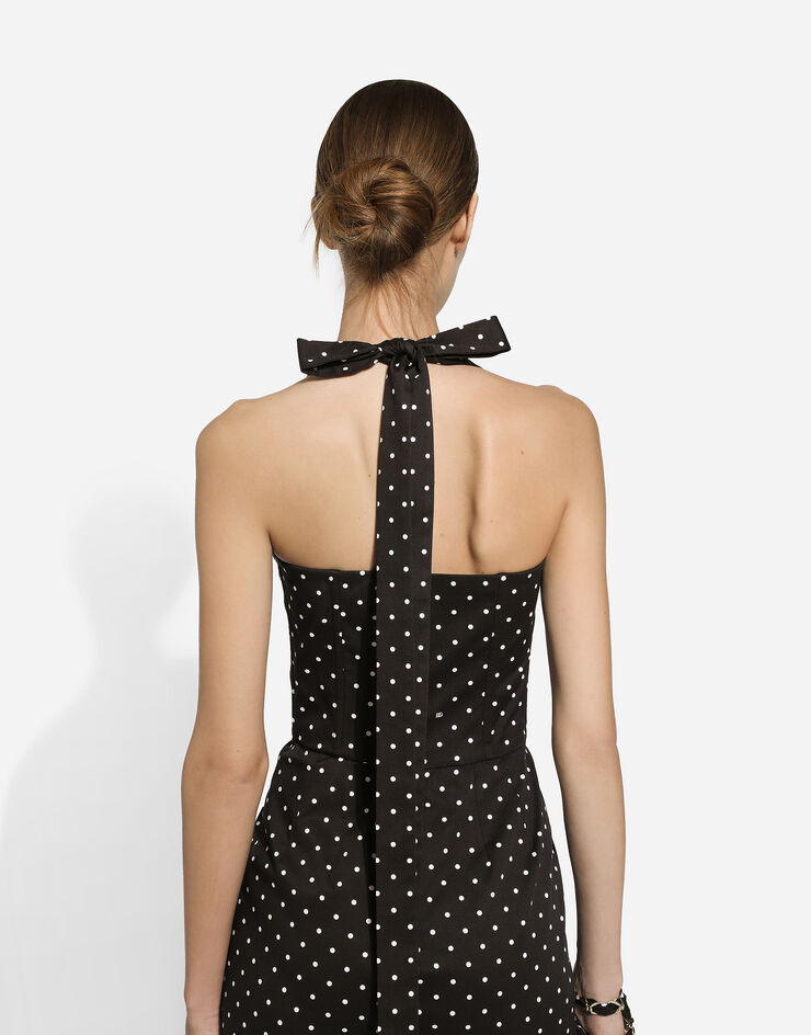 Dolce & Gabbana Kurzes Bustierkleid aus Baumwolle Punkteprint Drucken F6JHTTFSFNP