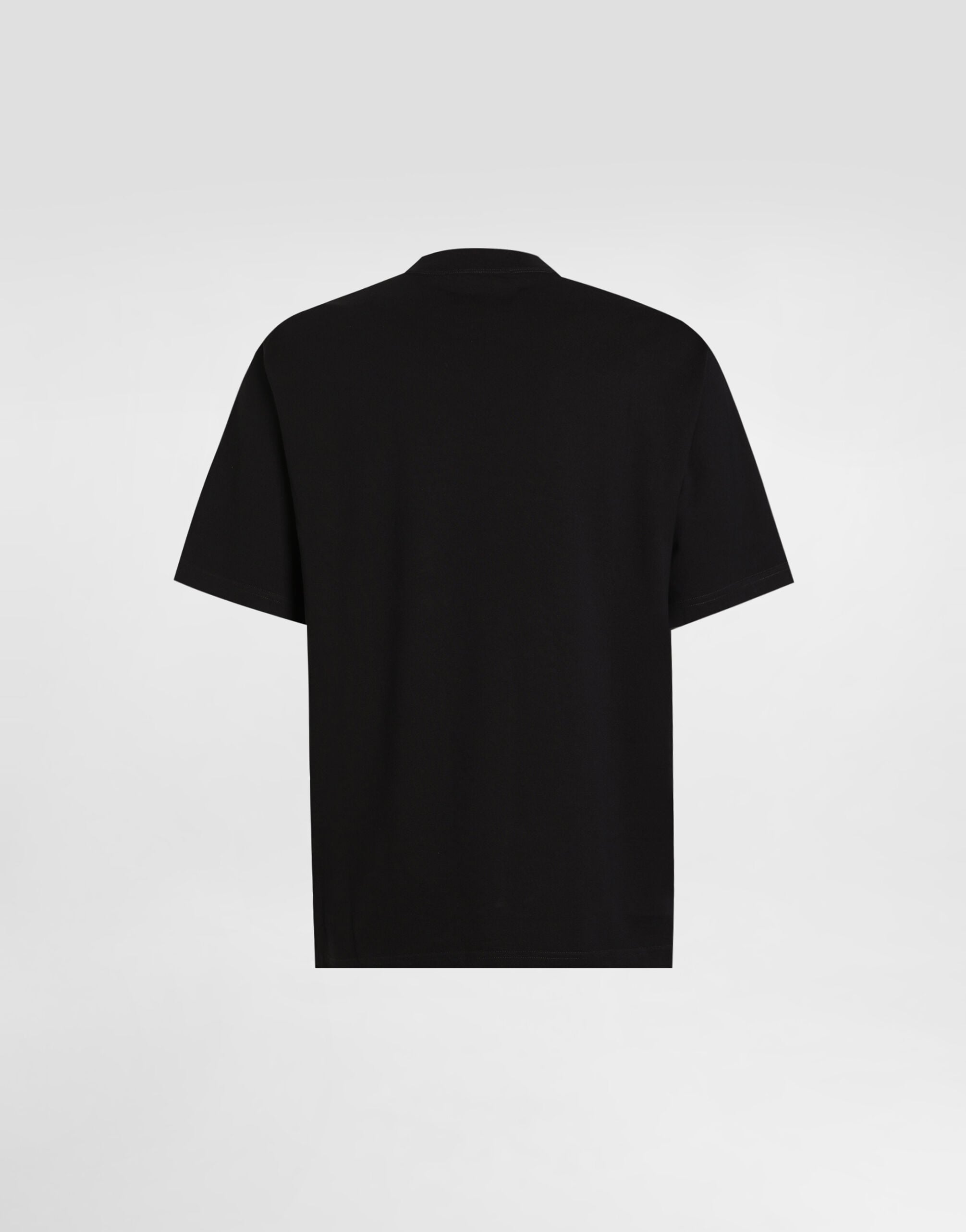 Cotton t-shirt with embroidery in Black for Men | Dolce&Gabbana® US