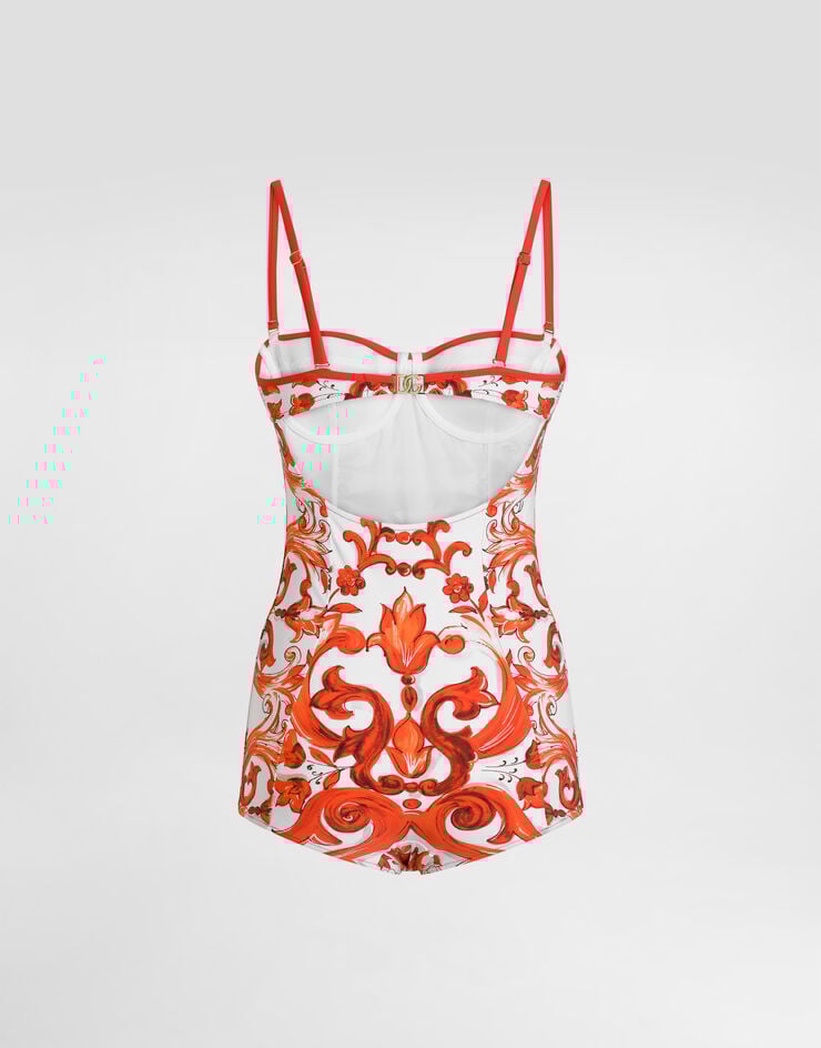Dolce & Gabbana Majolica-print one-piece swimsuit Multicolor O9A13JONO19