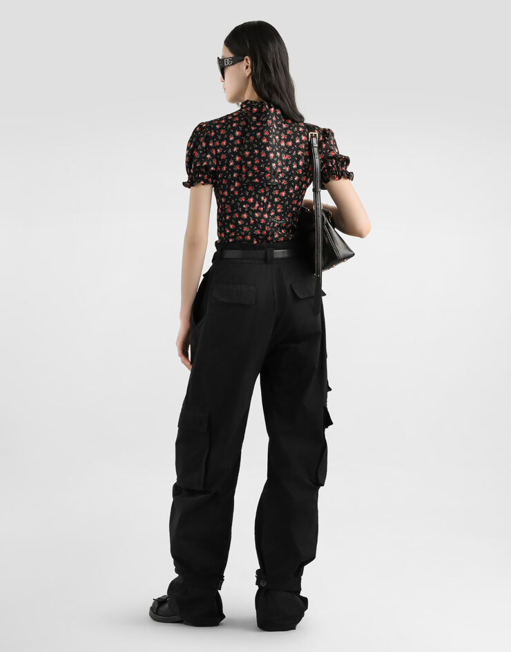 Dolce & Gabbana Small rose-print charmeuse top Multicolor F7BI1TFSA79