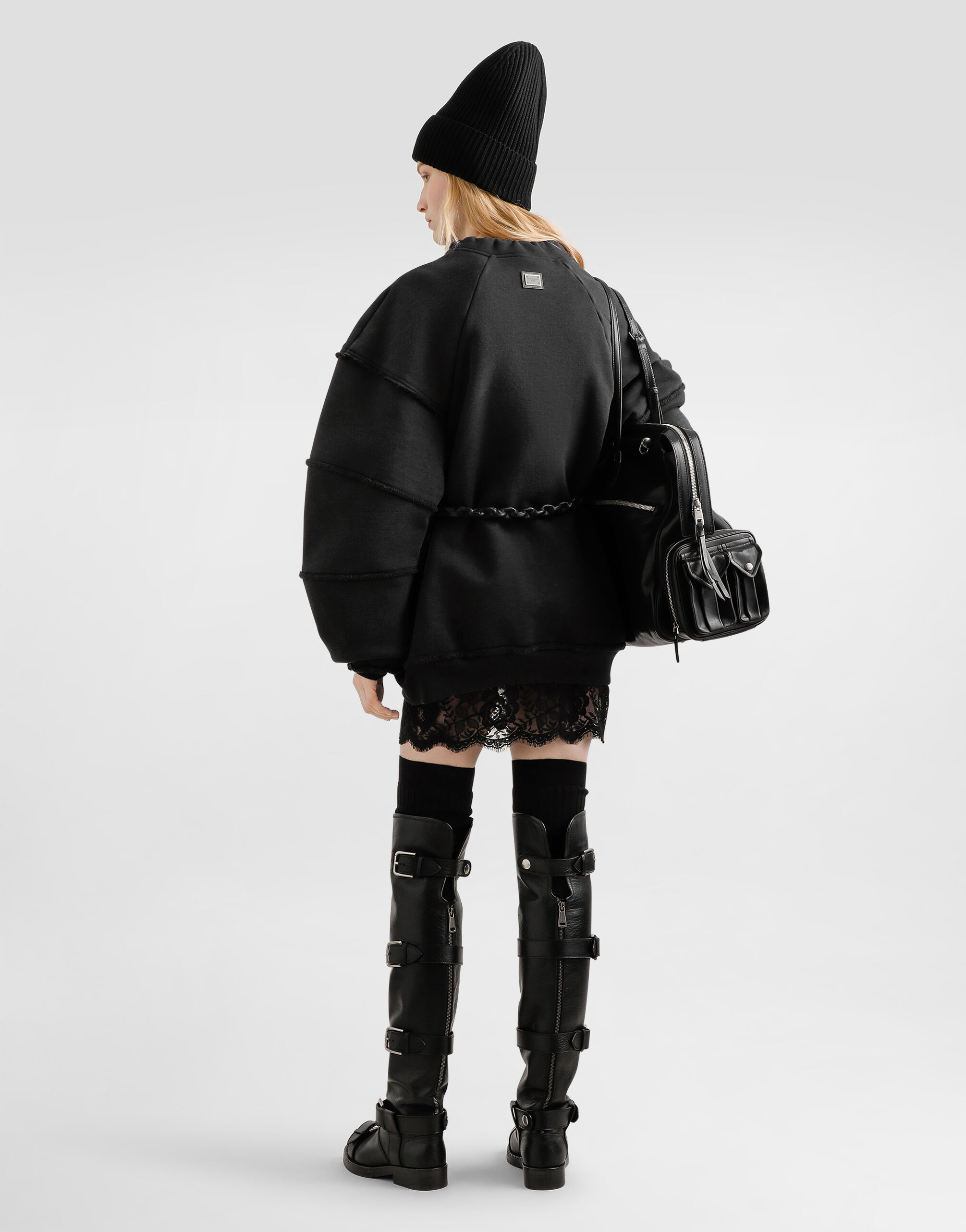 Short skirt in chantilly lace in Black for Women | Dolce&Gabbana® US