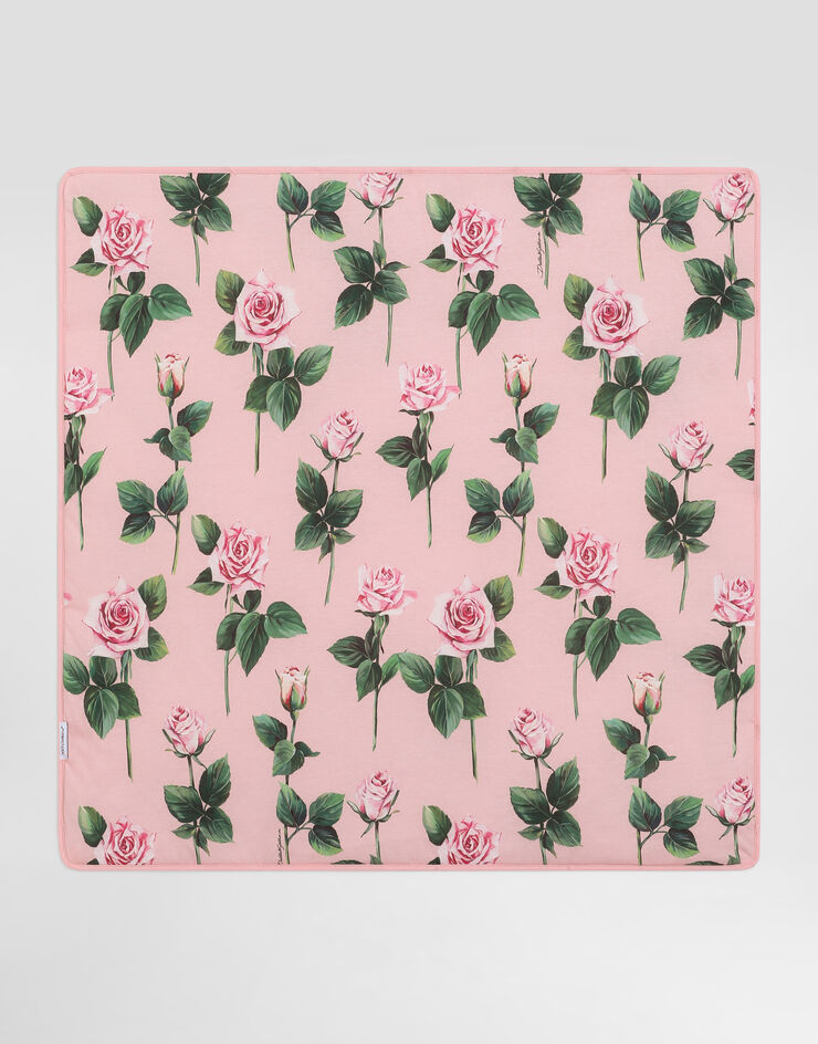 Dolce & Gabbana Jerseydecke mit Dolce&Gabbana-Logo und Rosen Drucken LNJAD7II7GM