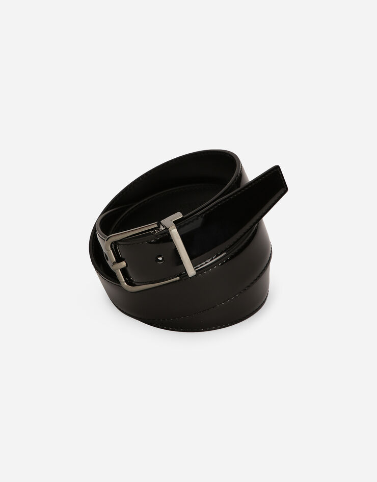 Dolce & Gabbana حزام من جلد عجل لامع أسود BC4703A1153