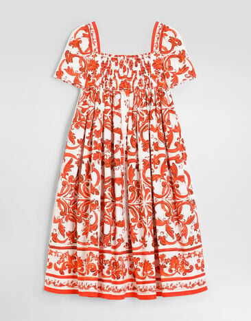 Dolce & Gabbana Majolica-print poplin dress Multicolor L54DH3G7P4N