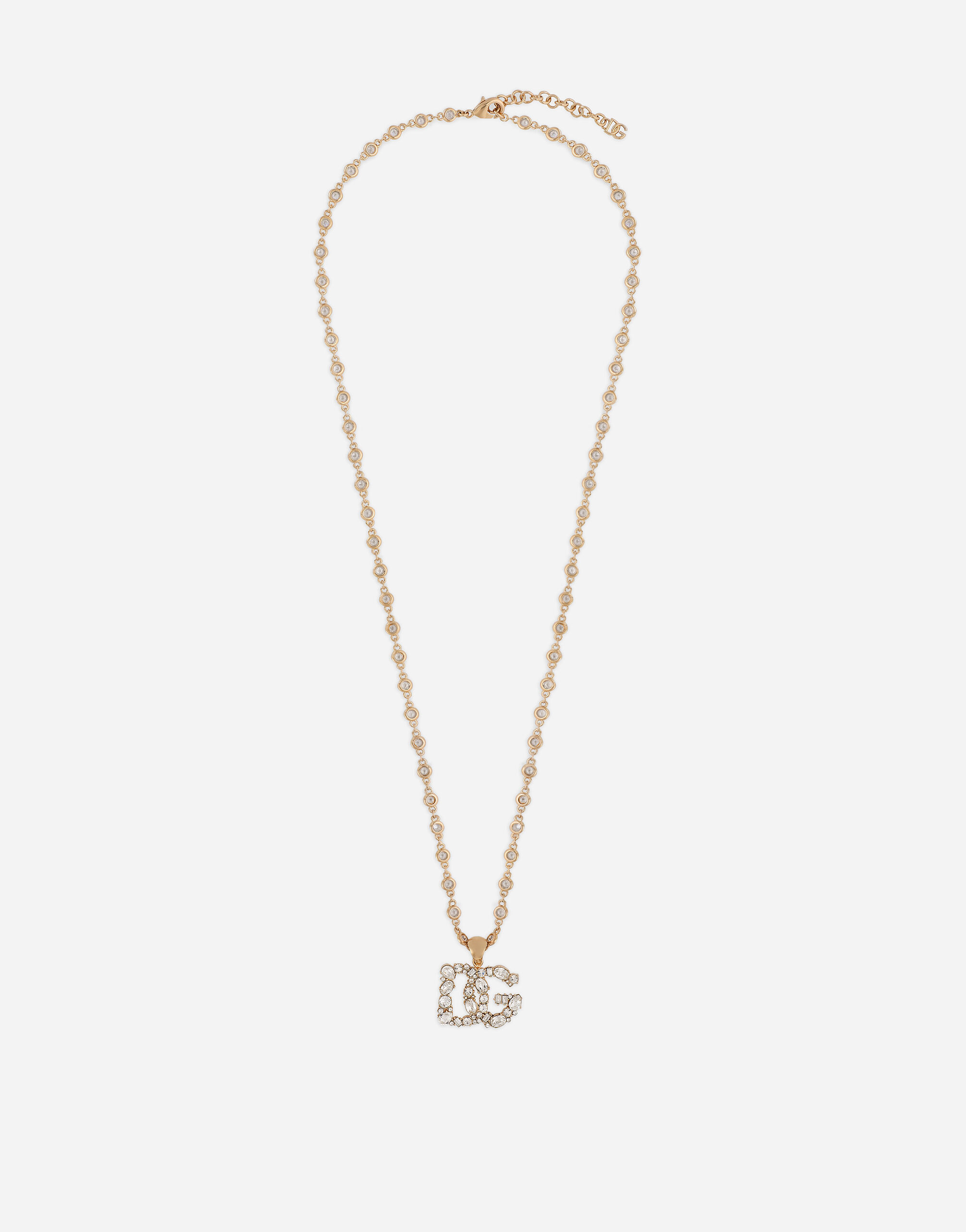 Necklace with rhinestone detailed DG logo in Gold for Women Dolce Gabbana