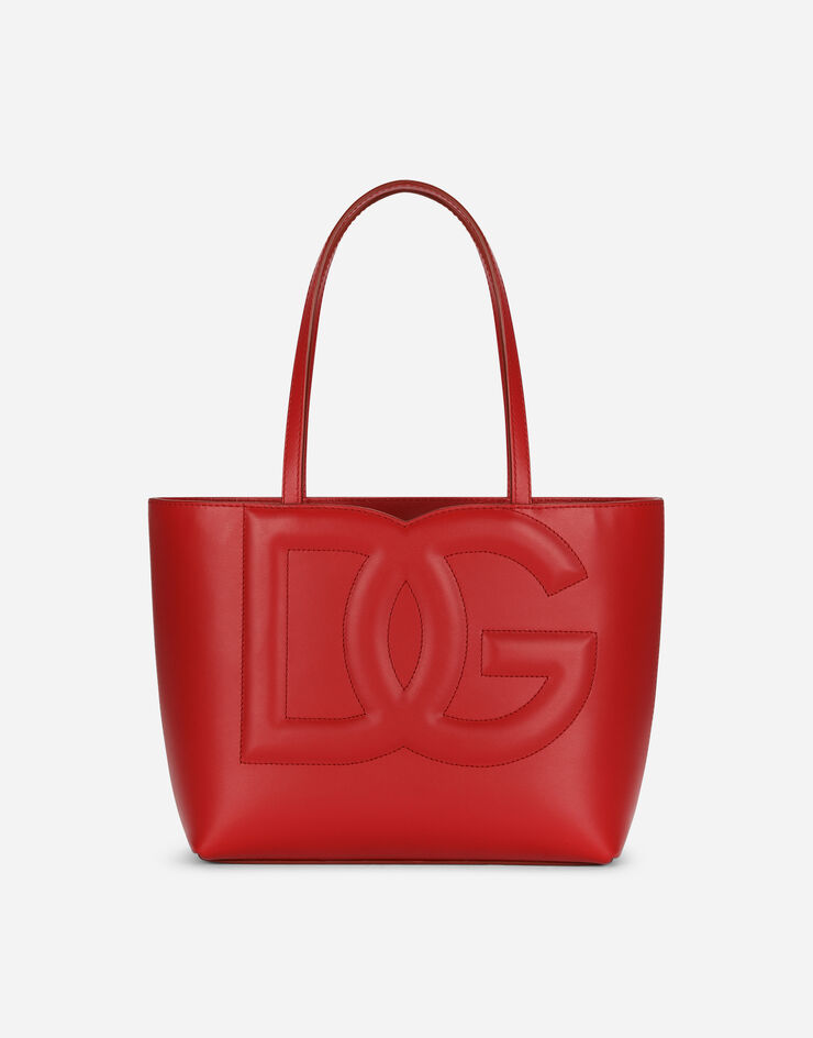 Dolce & Gabbana Cabas logo DG petit format en cuir de veau Rouge BB7337AW576