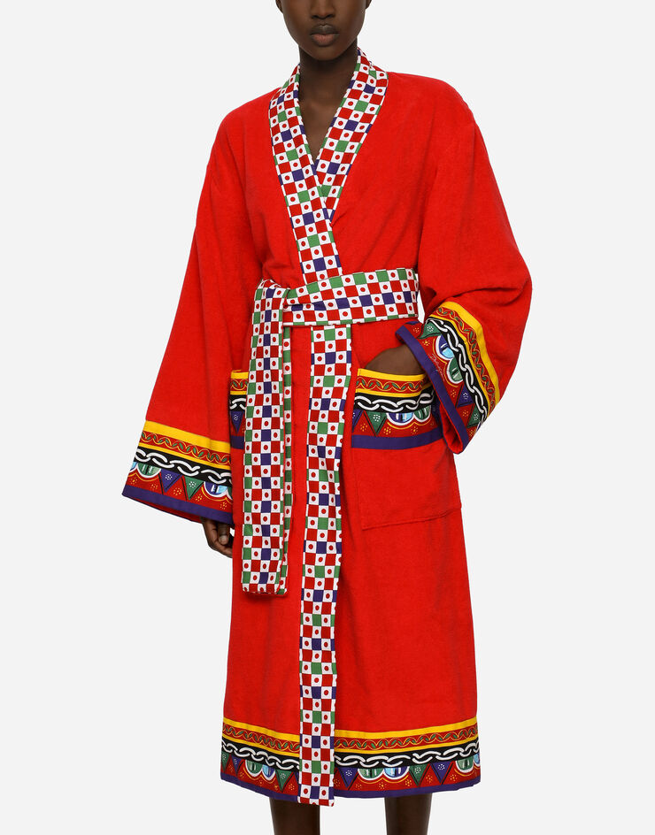 Dolce & Gabbana Cotton Terry Bathrobe Multicolor TCF010TCAGN