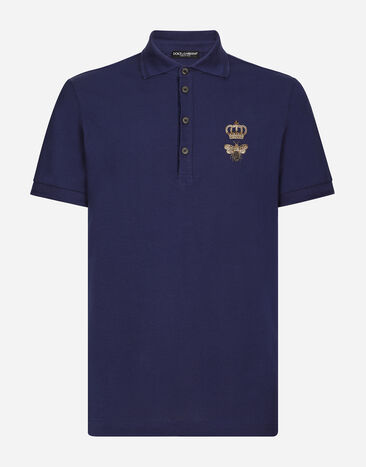 Dolce & Gabbana Cotton piqué polo-shirt with embroidery Print G8PB8THI7Z2