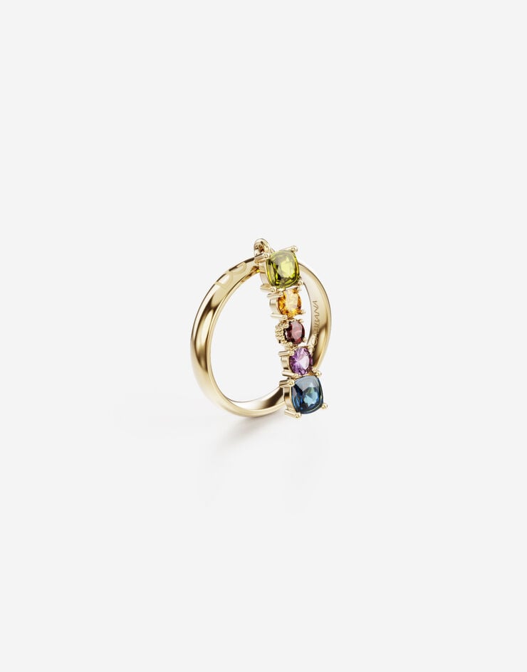 Dolce & Gabbana Rainbow alphabet I ring in yellow gold with multicolor fine gems Gold WRMR1GWMIXI