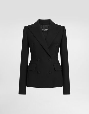 Dolce & Gabbana Chaqueta cruzada en crepé doble de lana Negro F26CITFU2L8
