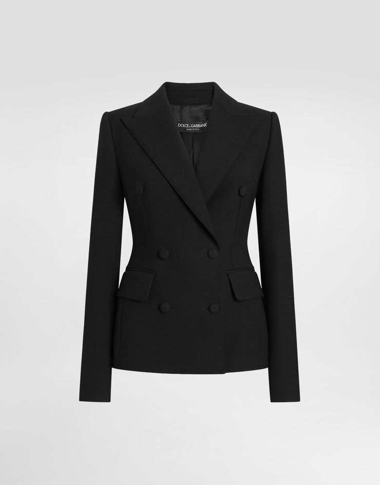 Dolce & Gabbana Chaqueta cruzada en crepé doble de lana Negro F26CITFU2L8