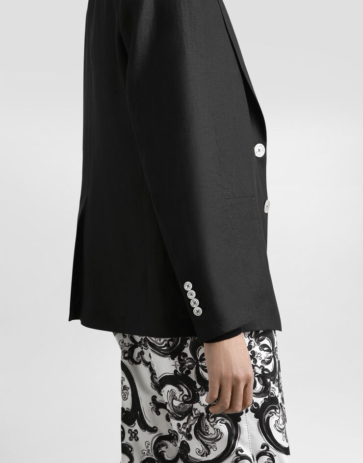 Dolce & Gabbana Giacca monopetto Portofino in lino Nero G2PT9TFU4JB