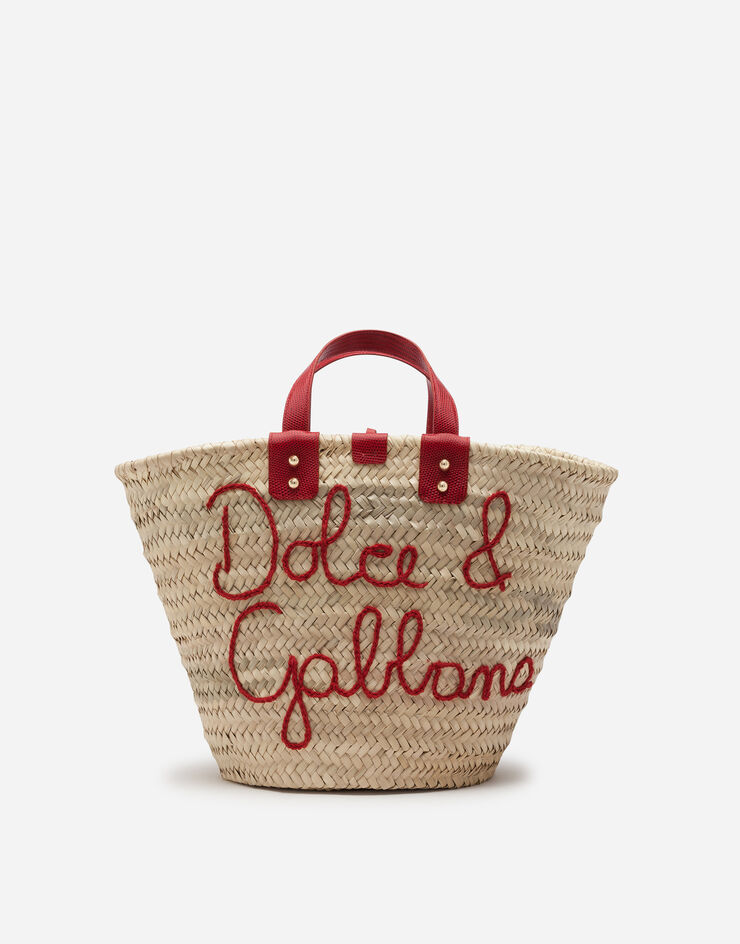 Dolce & Gabbana Kendra coffa bag in straw with thread embroidery Multicolor BB5888AJ965