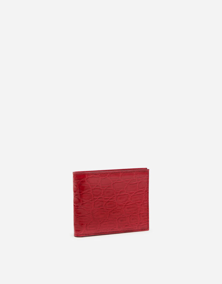 Bifold wallet in crocodile flank leather in Red for | Dolce&Gabbana® US